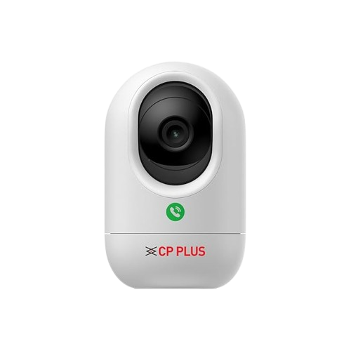 CP PLUS 4MP Quad HD Smart Wi-Fi CCTV Camera with 360° Pan &amp;amp; Tilt Control, Press-to-Call Feature, CTC Cyber Secure Technology, Advanced Smart Detection Suite, Two-Way View &amp;amp; Talk, IR Night Vision, Cloud Storage Support, and OK Google Compatibility – Model CP-E44Q.